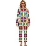 Shapes in shapes 2                                                       Womens  Long Sleeve Lightweight Pajamas Set