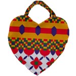 Red flowers and colorful squares                                                                  Giant Heart Shaped Tote