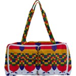 Red flowers and colorful squares                                                                  Multi Function Bag