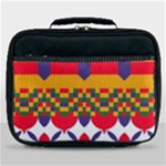 Red flowers and colorful squares                                                                  Lunch Bag