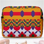 Red flowers and colorful squares                                                                  Make Up Pouch (Large)