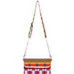 Red flowers and colorful squares                                                                  Mini Crossbody Handbag