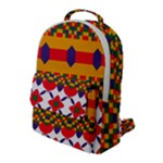 Red flowers and colorful squares                                                                 Flap Pocket Backpack (Large)