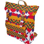 Red flowers and colorful squares                                                                  Buckle Up Backpack