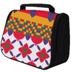 Red flowers and colorful squares                                                                  Full Print Travel Pouch (Big)