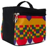 Red flowers and colorful squares                                                                 Make Up Travel Bag (Big)