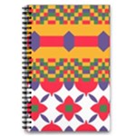 Red flowers and colorful squares                                                                  5.5  x 8.5  Notebook New