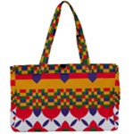 Red flowers and colorful squares                                                               Canvas Work Bag