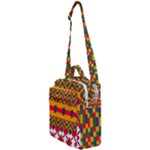 Red flowers and colorful squares                                                               Crossbody Day Bag