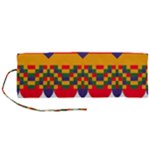 Red flowers and colorful squares                                                               Roll Up Canvas Pencil Holder (M)