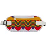 Red flowers and colorful squares                                                              Rounded Waist Pouch