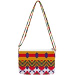 Red flowers and colorful squares                                                              Double Gusset Crossbody Bag
