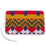 Red flowers and colorful squares                                                              Pen Storage Case (M)