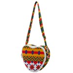 Red flowers and colorful squares                                                              Heart Shoulder Bag