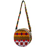 Red flowers and colorful squares                                                              Crossbody Circle Bag