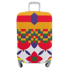 Red flowers and colorful squares                                                              Luggage Cover (Medium) from ArtsNow.com