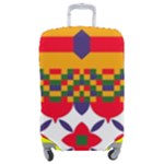 Red flowers and colorful squares                                                              Luggage Cover (Medium)