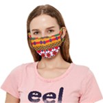 Red flowers and colorful squares                                                              Crease Cloth Face Mask (Adult)