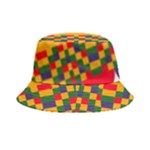 Red flowers and colorful squares                                                              Bucket Hat