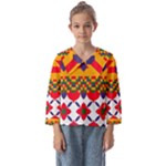 Red flowers and colorful squares                                                        Kids  Sailor Shirt