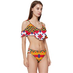 Ruffle Edge Tie Up Bikini Set	 