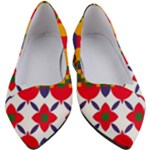 Red flowers and colorful squares                                                             Women s Block Heels