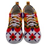 Red flowers and colorful squares                                                               Women Athletic Shoes