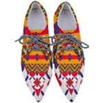 Red flowers and colorful squares                                                               Women s Pointed Oxford Shoes