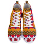 Red flowers and colorful squares                                                                 Men s Lightweight High Top Sneakers