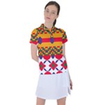 Red flowers and colorful squares                                                                 Women s Polo Tee