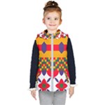 Red flowers and colorful squares                                                                 Kid s Hooded Puffer Vest