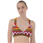 Red flowers and colorful squares                                                                      Sweetheart Sports Bra