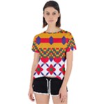 Red flowers and colorful squares                                                                 Open Back Sport Tee