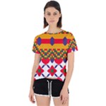 Red flowers and colorful squares                                                                 Open Back Sport Tee