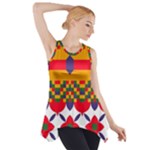 Red flowers and colorful squares                                                                  Side Drop Tank Tunic