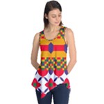 Red flowers and colorful squares                                                                  Sleeveless Tunic