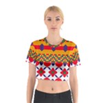 Red flowers and colorful squares                                                                  Cotton Crop Top