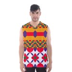 Red flowers and colorful squares                                                                  Men s Basketball Tank Top