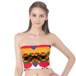 Red flowers and colorful squares                                                                  Women s Tube Top