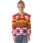 Red flowers and colorful squares                                 Kids  Peter Pan Collar Blouse