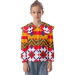 Red flowers and colorful squares                                 Kids  Peter Pan Collar Blouse