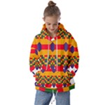 Red flowers and colorful squares                           Kids  Oversized Hoodie