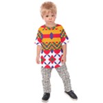 Red flowers and colorful squares                                                                 Kids  Raglan Tee