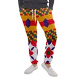 Red flowers and colorful squares                                                                  Men s Jogger Sweatpants