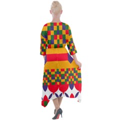 Quarter Sleeve Wrap Front Maxi Dress 