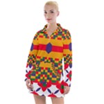 Red flowers and colorful squares                                                                   Women s Hoodie Dress