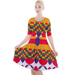 Quarter Sleeve A-Line Dress 