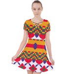 Red flowers and colorful squares                                                               Caught in a Web Dress