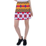 Red flowers and colorful squares                                                                      Tennis Skirt