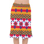 Red flowers and colorful squares                                                                      Short Mermaid Skirt